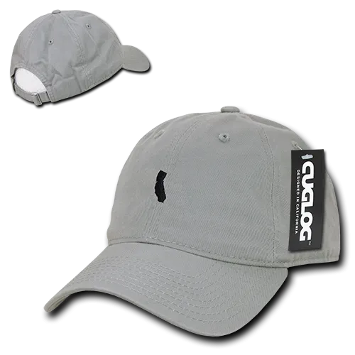 California Map Baseball Cap Dad Hat, Grey