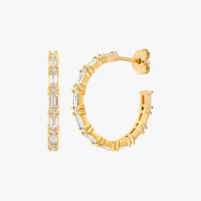 Cluster Baguette Hoop Earrings