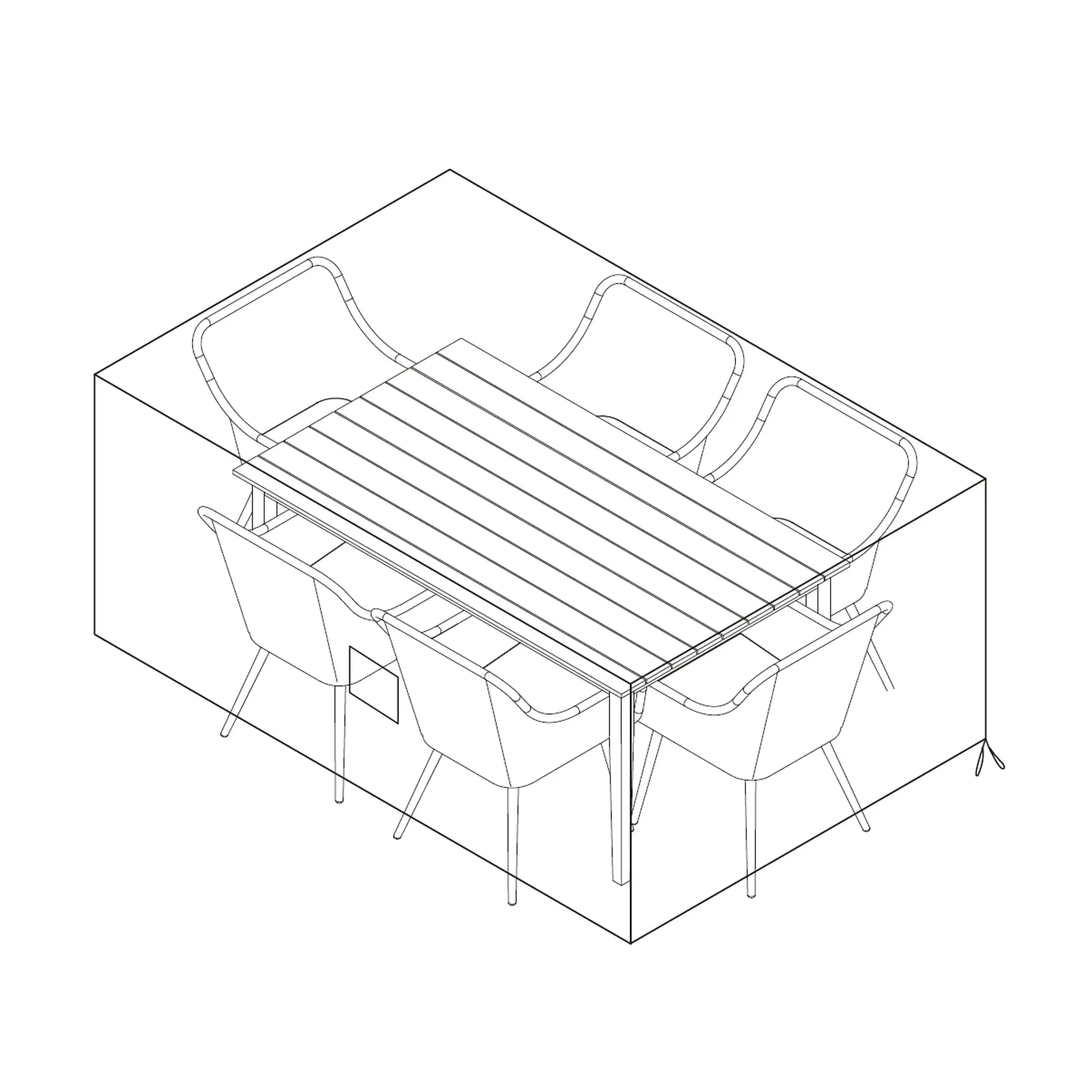 Cover for Cliveden Outdoor Aluminium Washed Wood Effect Dining Set with Rattan Dining Chairs