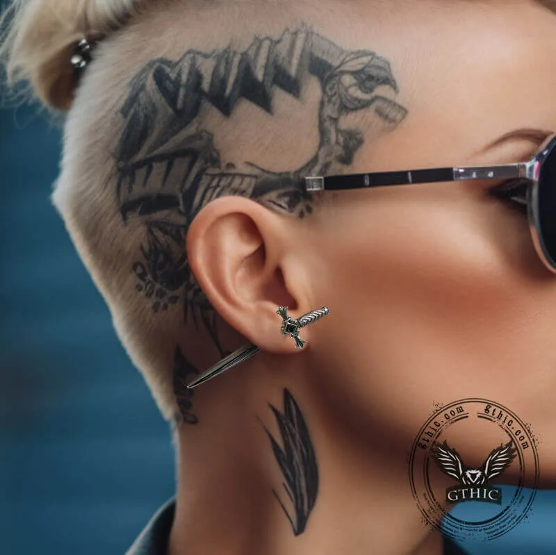 Dagger Sword Stainless Steel Stud Earrings