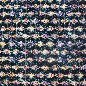 Geometric Diamond Printed Spandex | Blue Moon Fabrics