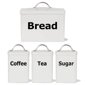Homiu 4 Set Coffee Tea Sugar Bread Canister Bamboo Lid Food Storage Gold Black Premium
