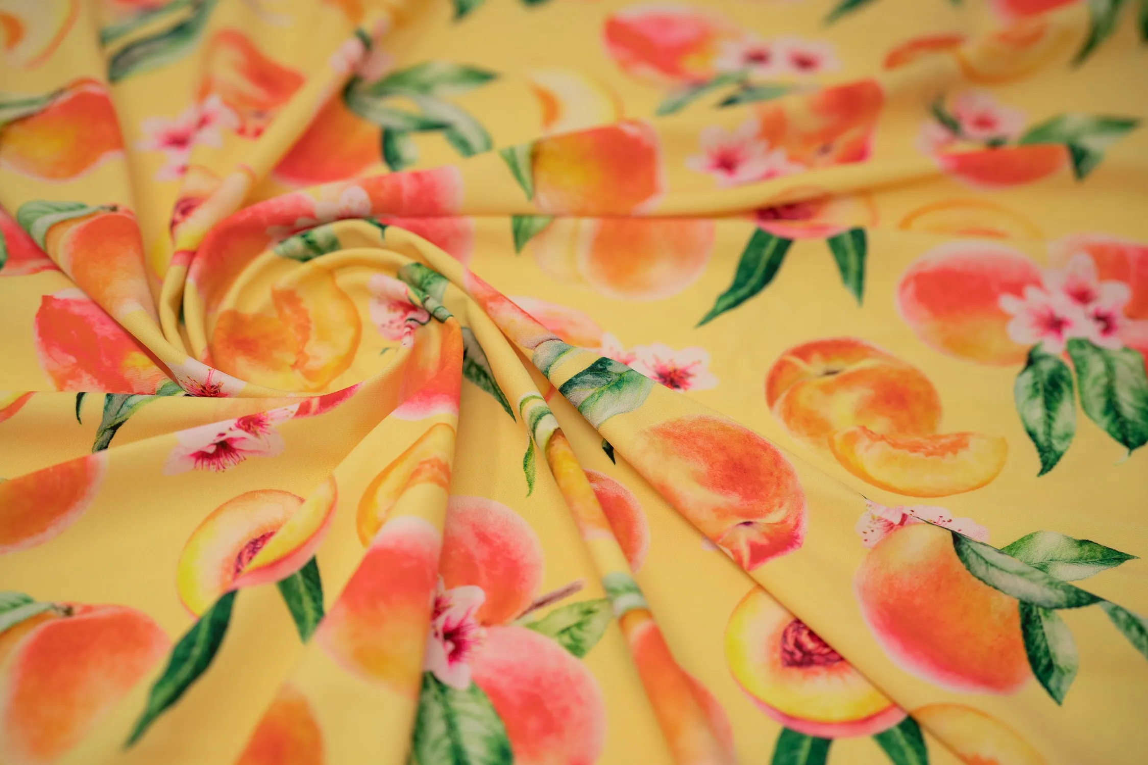 It's All Peachy Printed Spandex Fabric | Blue Moon Fabrics