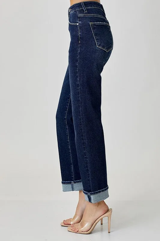 Josie - Risen High Rise Straight Leg with Cross Over Waistband