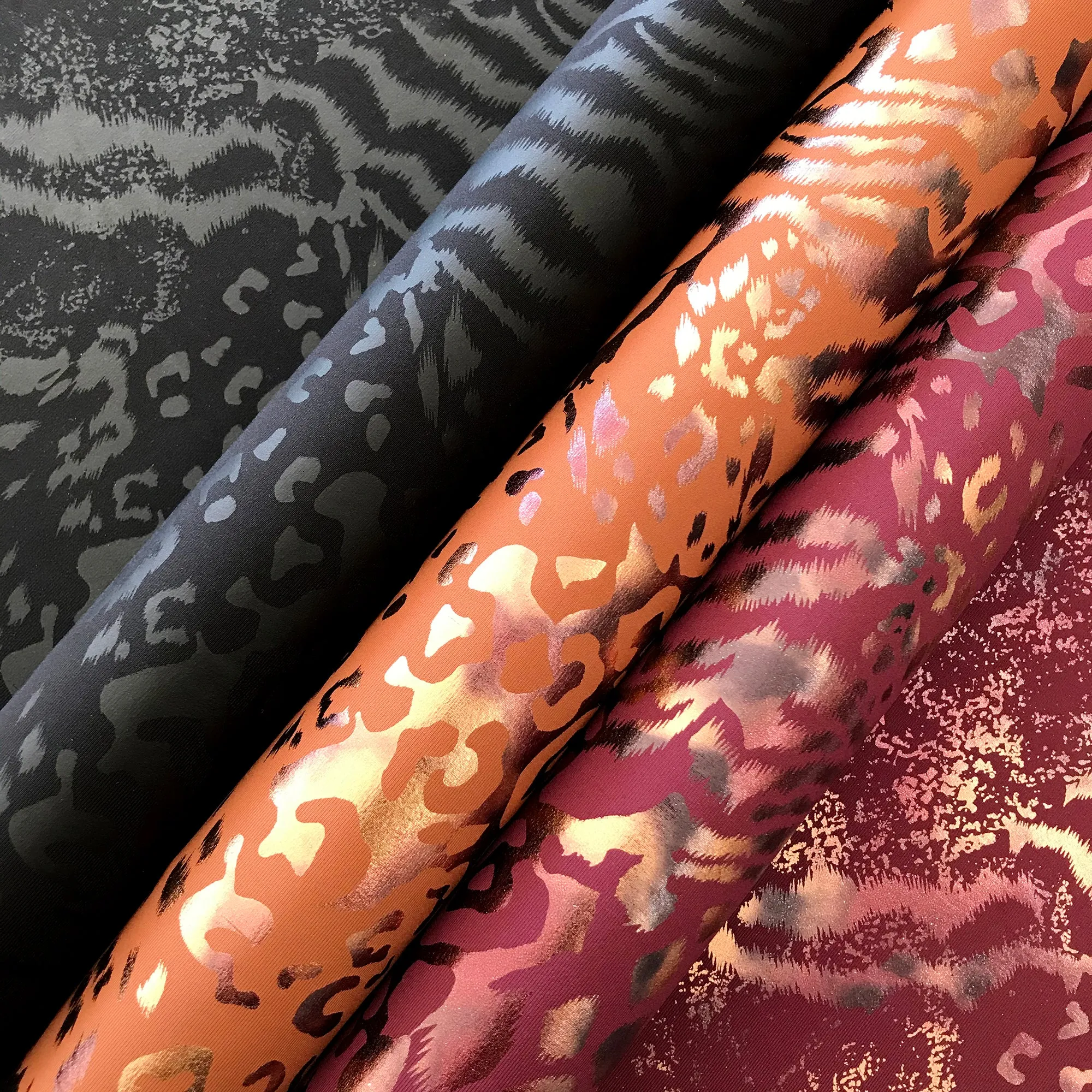 Jungle Patch Foil Printed Superflex Heavy Compression Spandex | Blue Moon Fabrics