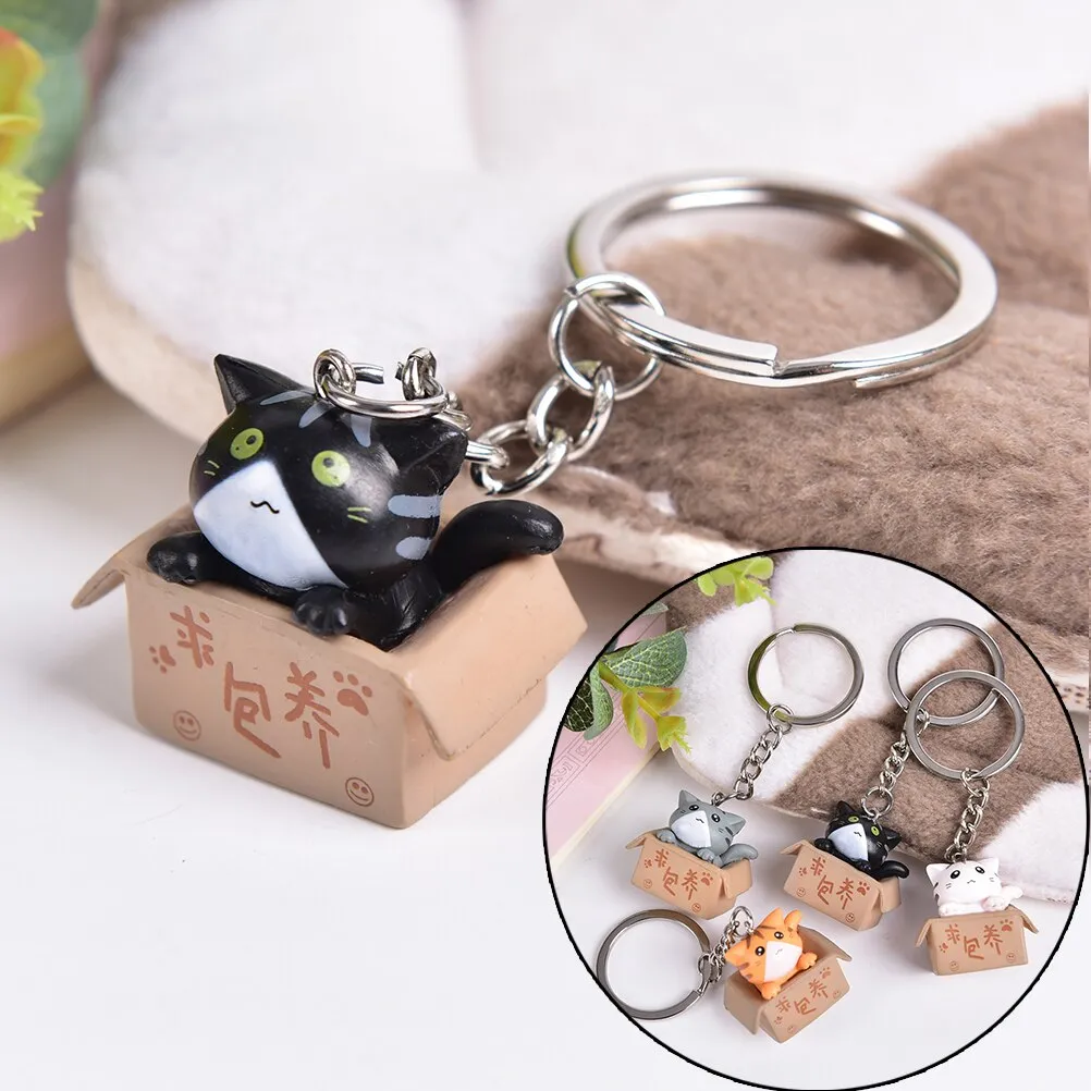 Kawaii Creative Cat Box Keychain