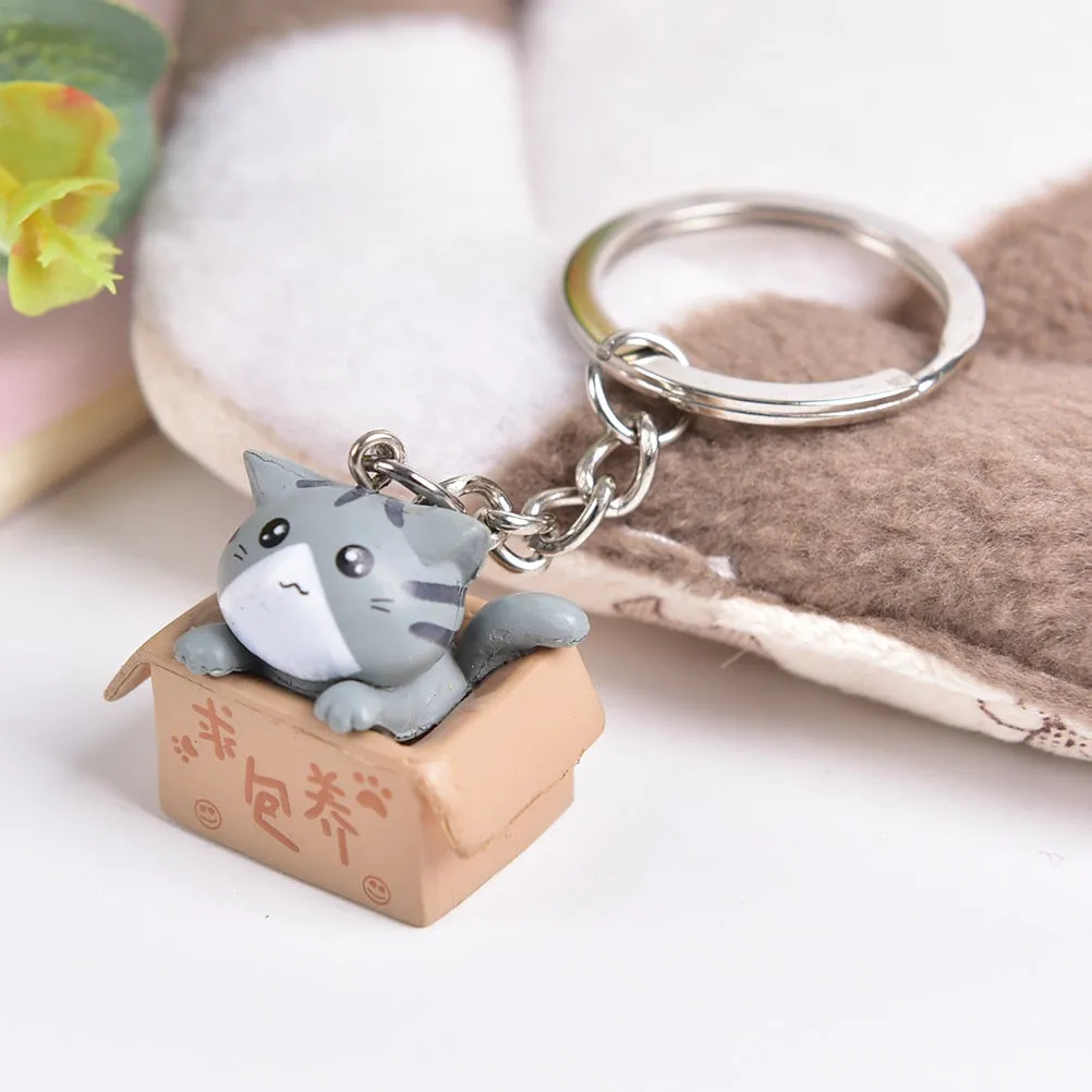 Kawaii Creative Cat Box Keychain