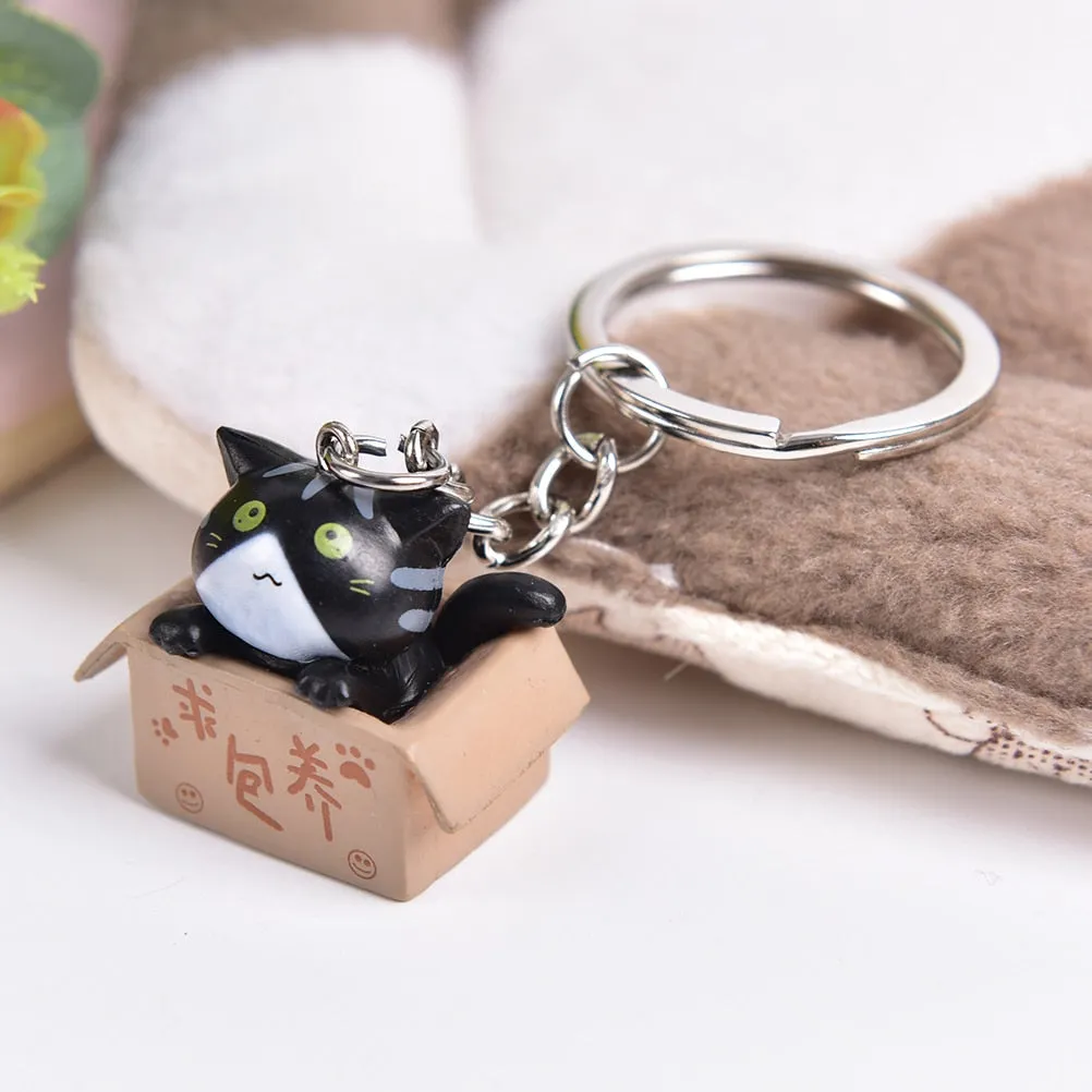 Kawaii Creative Cat Box Keychain