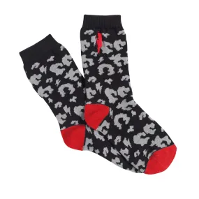 Kids Supercharged Socks Black With Grey Leopard and Lightning Bolt