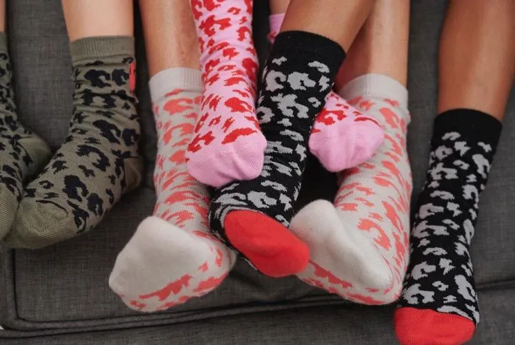 Kids Supercharged Socks Black With Grey Leopard and Lightning Bolt