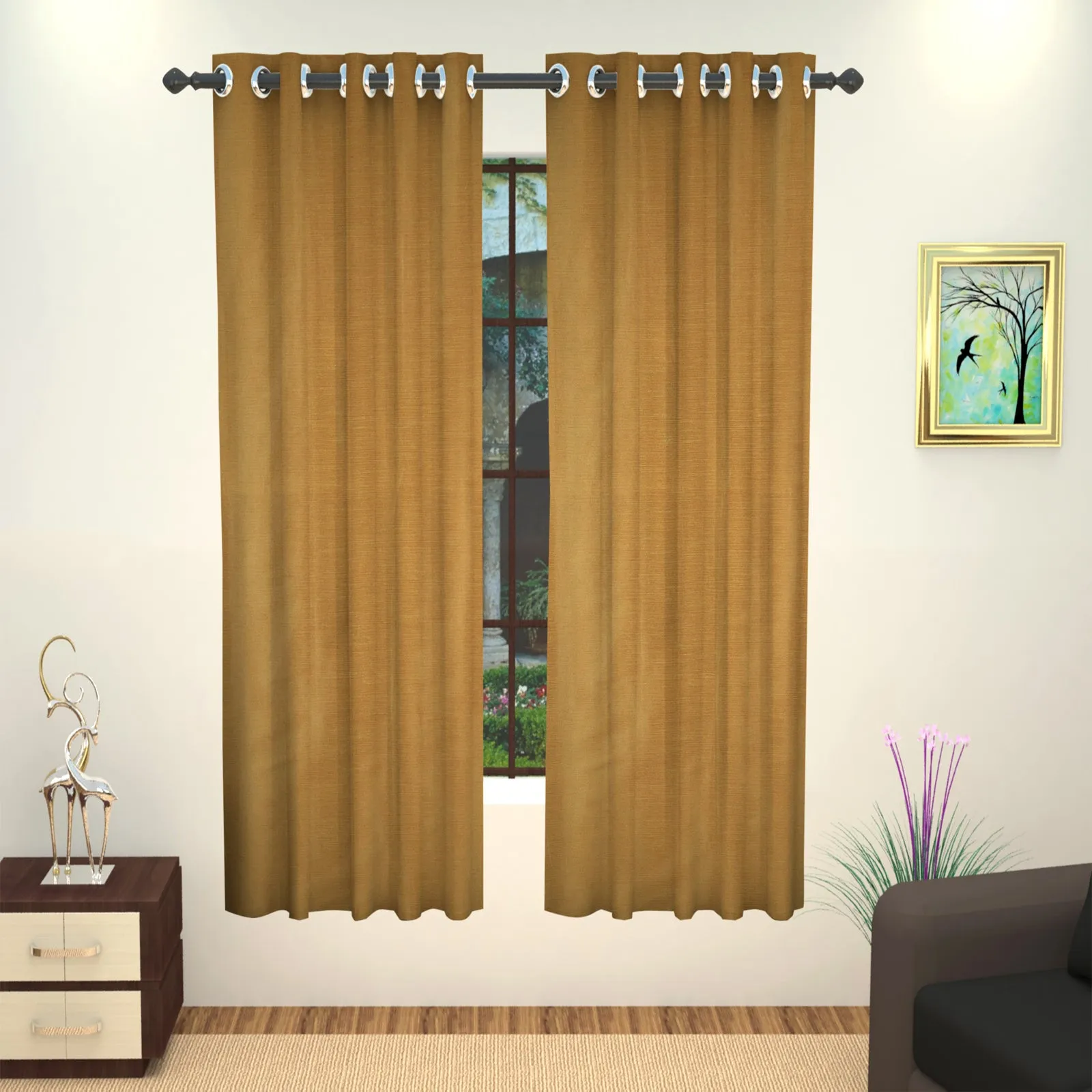 Lushomes curtain 5 Feet, curtains with lining, Green, curtains & drapes, parda, urban space curtains, curtains for living room (Single Pc, 54 x 60 inches)