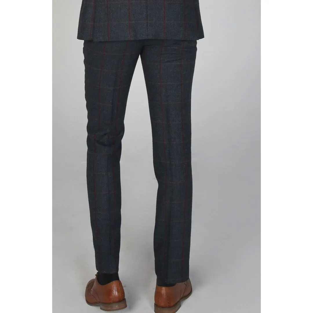 Madrid - Men's Blue Navy Tweed Trouser