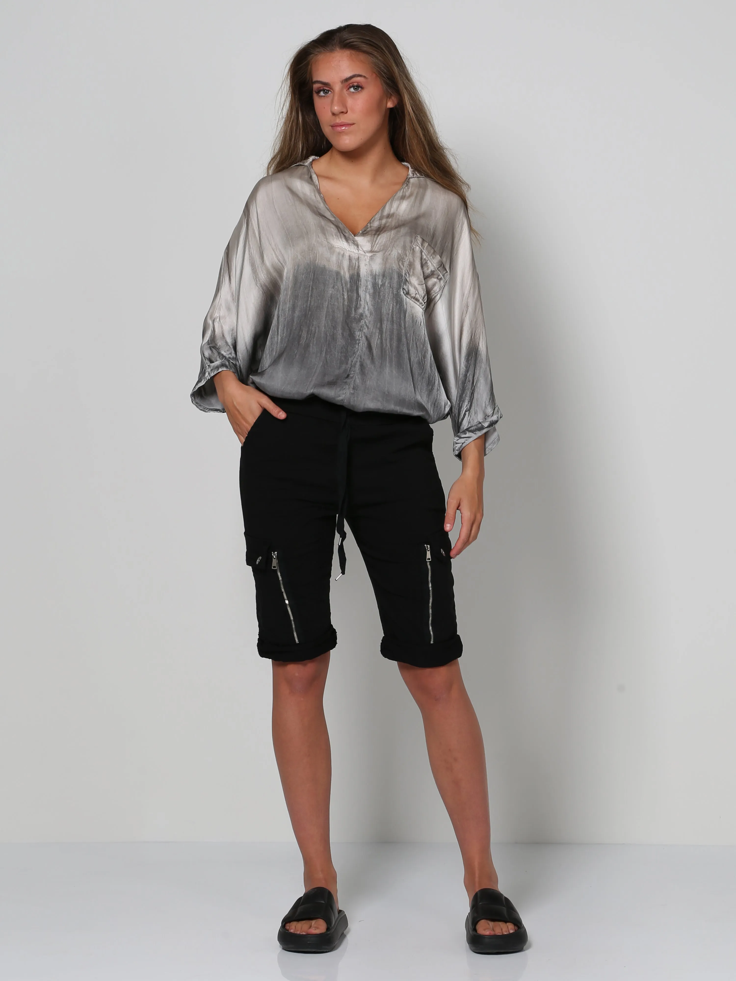 MAJSE blouse - Mole Grey mix