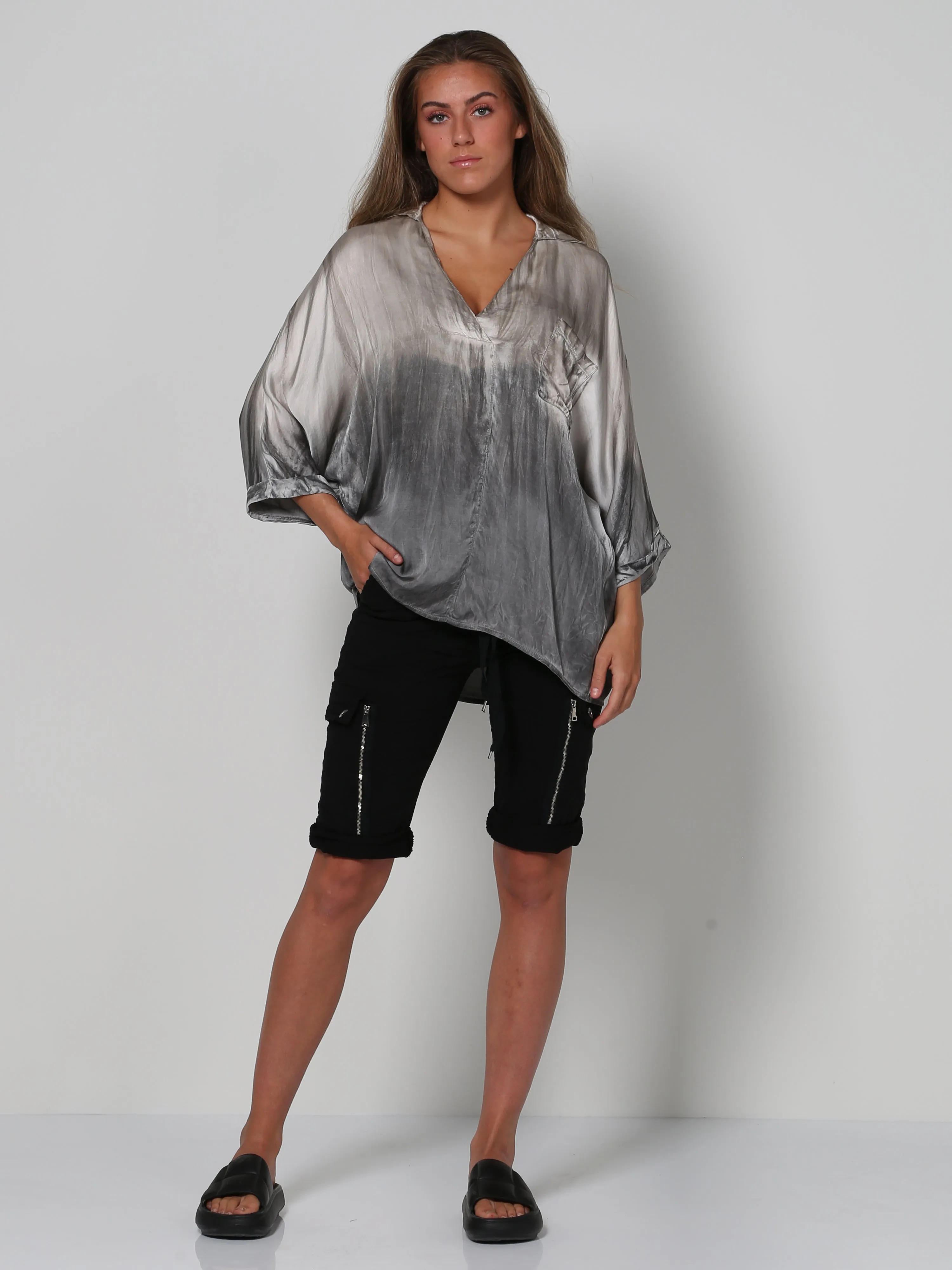 MAJSE blouse - Mole Grey mix