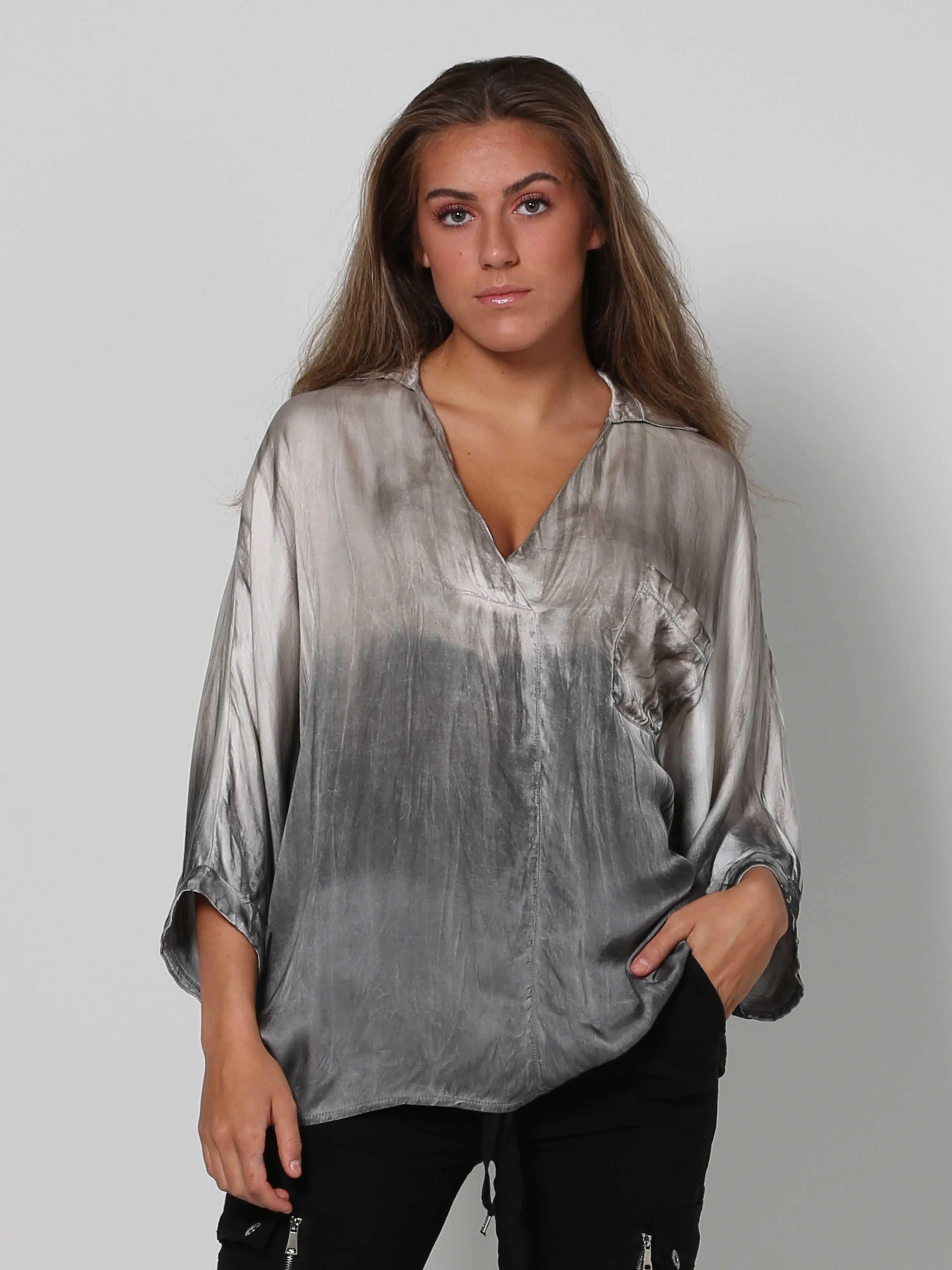 MAJSE blouse - Mole Grey mix