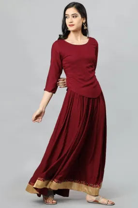 Maroon Twenty-four Kali Rayon Skirt