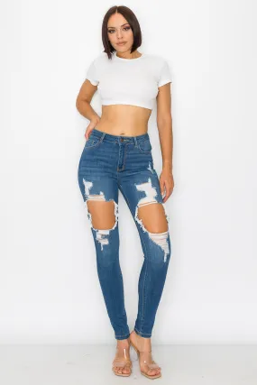 Maya - High Rise Destructed Rayon Stretch Skinny