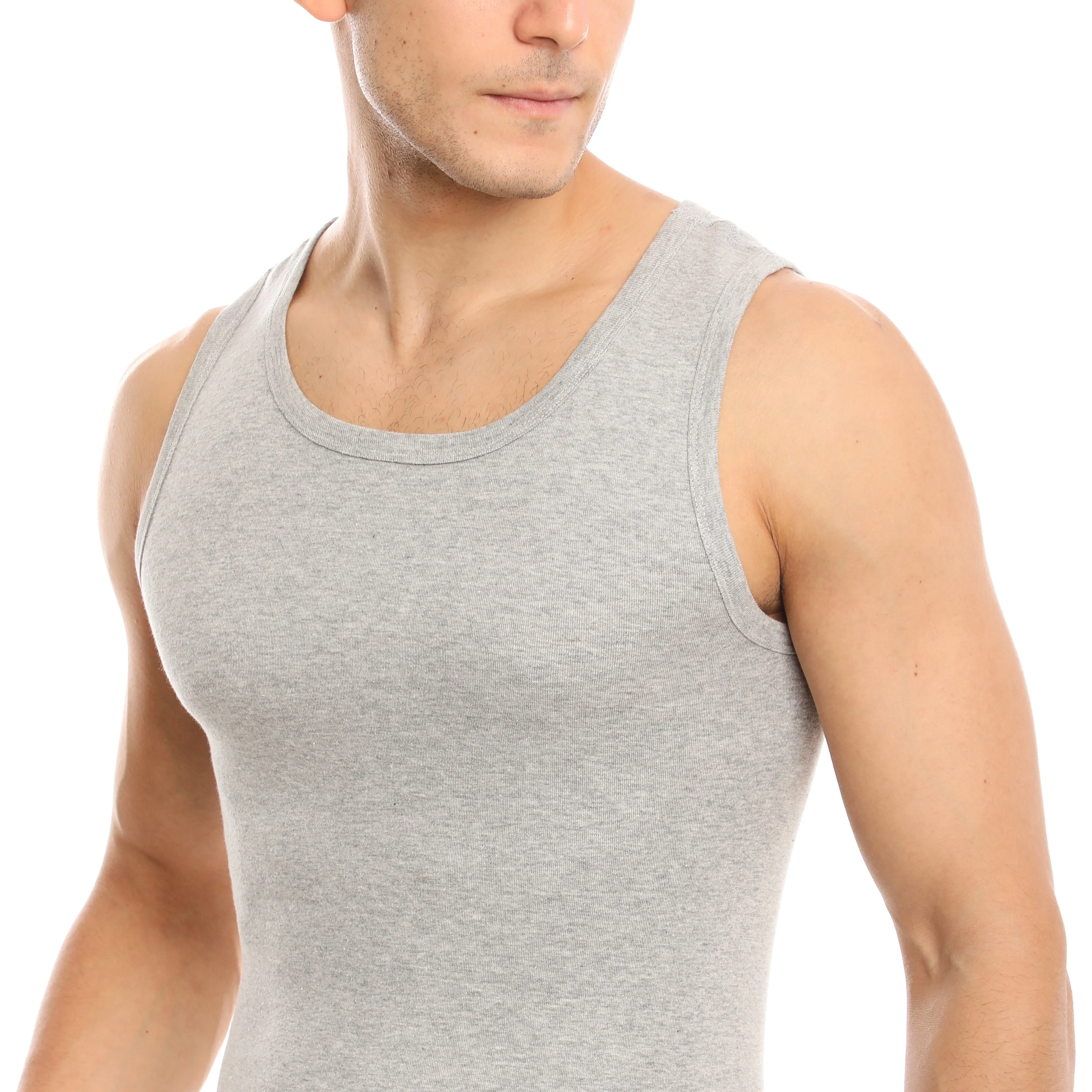 MEN’S H. GREY A-TANK UNDERSHIRT - 5 PK