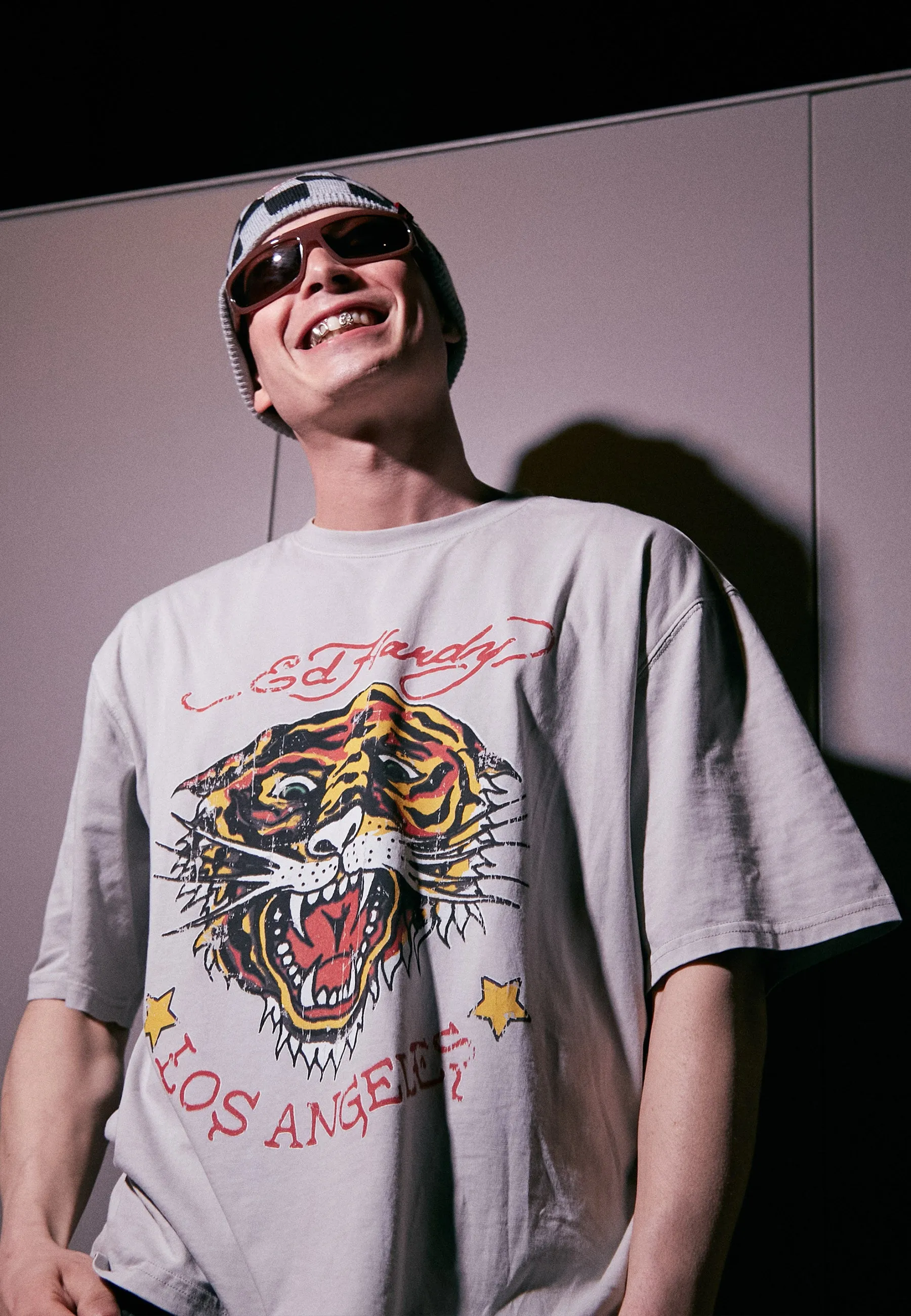 Mens La-Tiger-Vintage T-Shirt - Grey