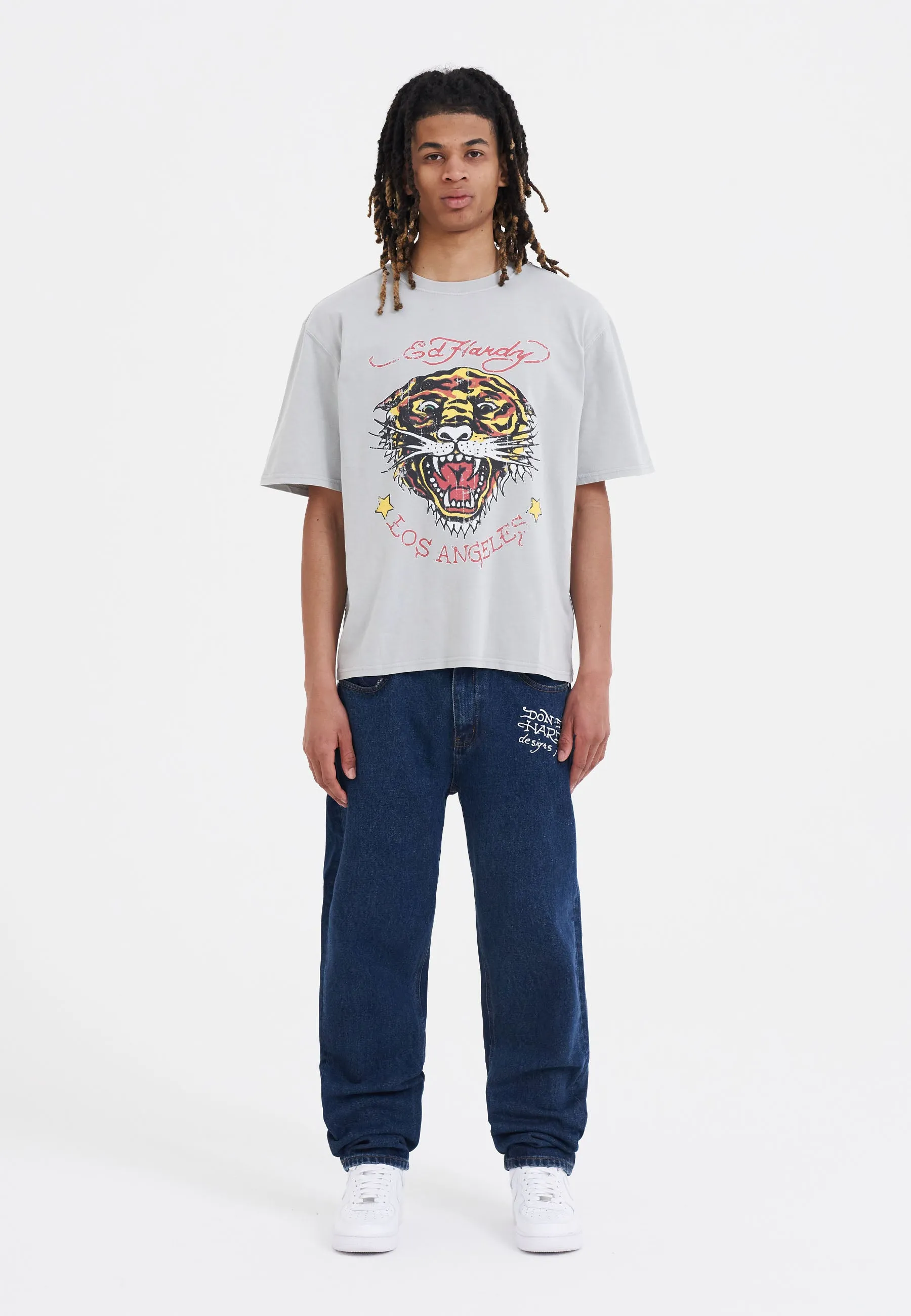 Mens La-Tiger-Vintage T-Shirt - Grey