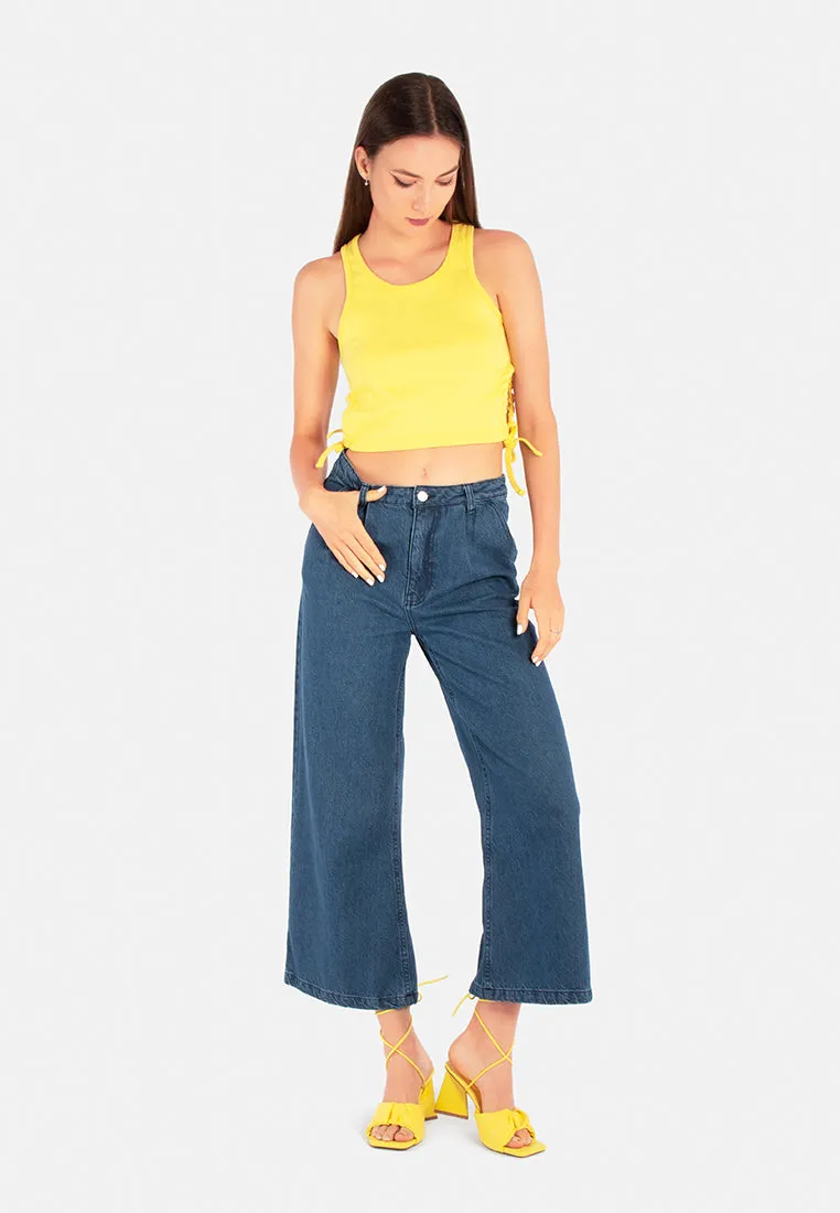 Mid Waist Straight Cut Jeans Pants