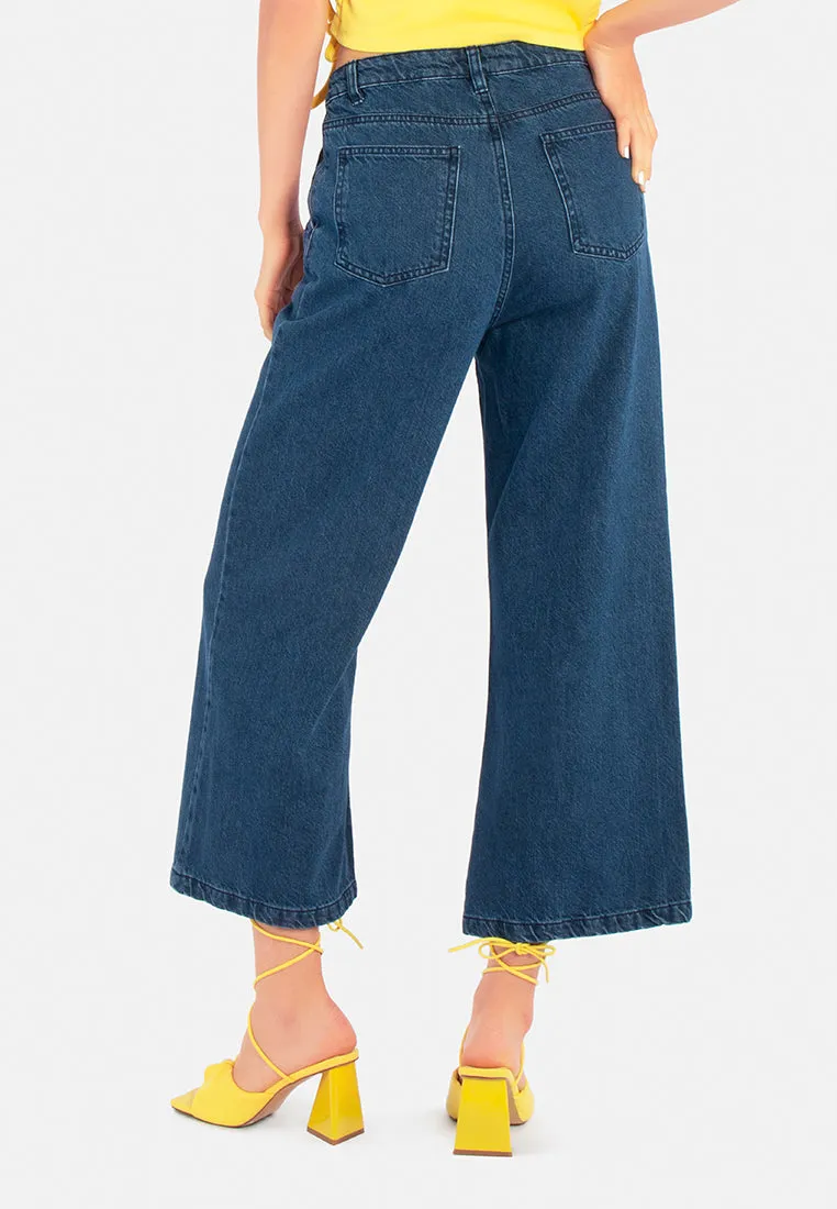 Mid Waist Straight Cut Jeans Pants