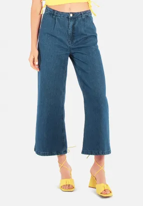 Mid Waist Straight Cut Jeans Pants