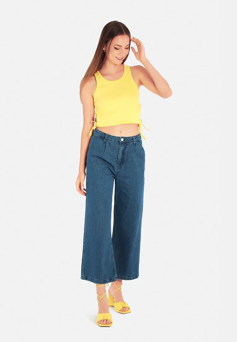 Mid Waist Straight Cut Jeans Pants