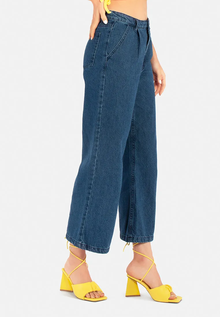 Mid Waist Straight Cut Jeans Pants