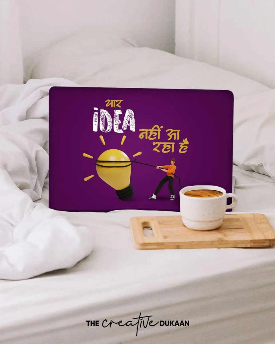 Purple Bright Funny Laptop Skin With The Text Idea Nahi Aa Rha Hai