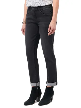 "Ab"solution® Petite Black Denim Cuffed Girlfriend Jeans