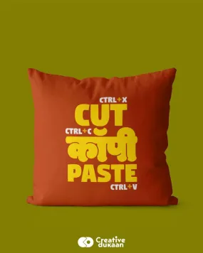 Red Cushion Cover With Cut Copy Paste Funny Text