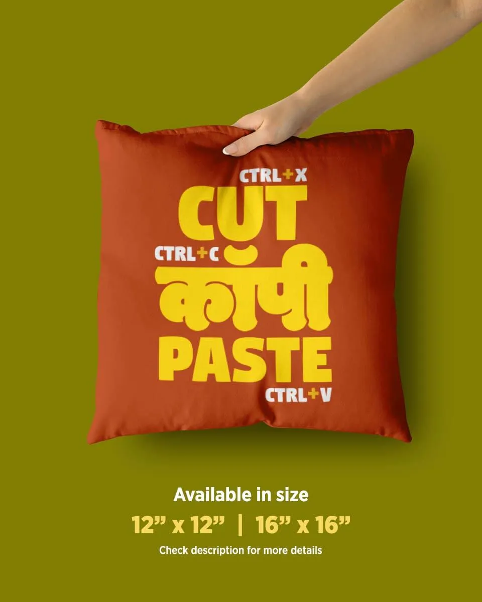 Red Cushion Cover With Cut Copy Paste Funny Text