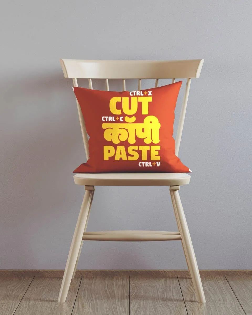 Red Cushion Cover With Cut Copy Paste Funny Text