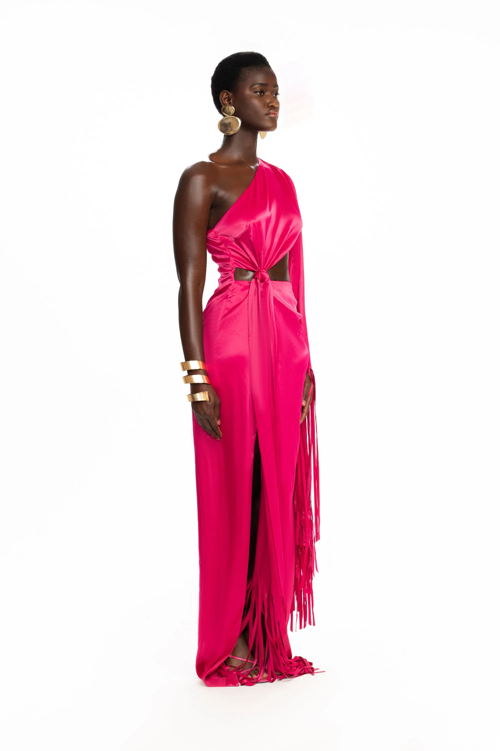 Satin Tassel Gown - Dragonfruit