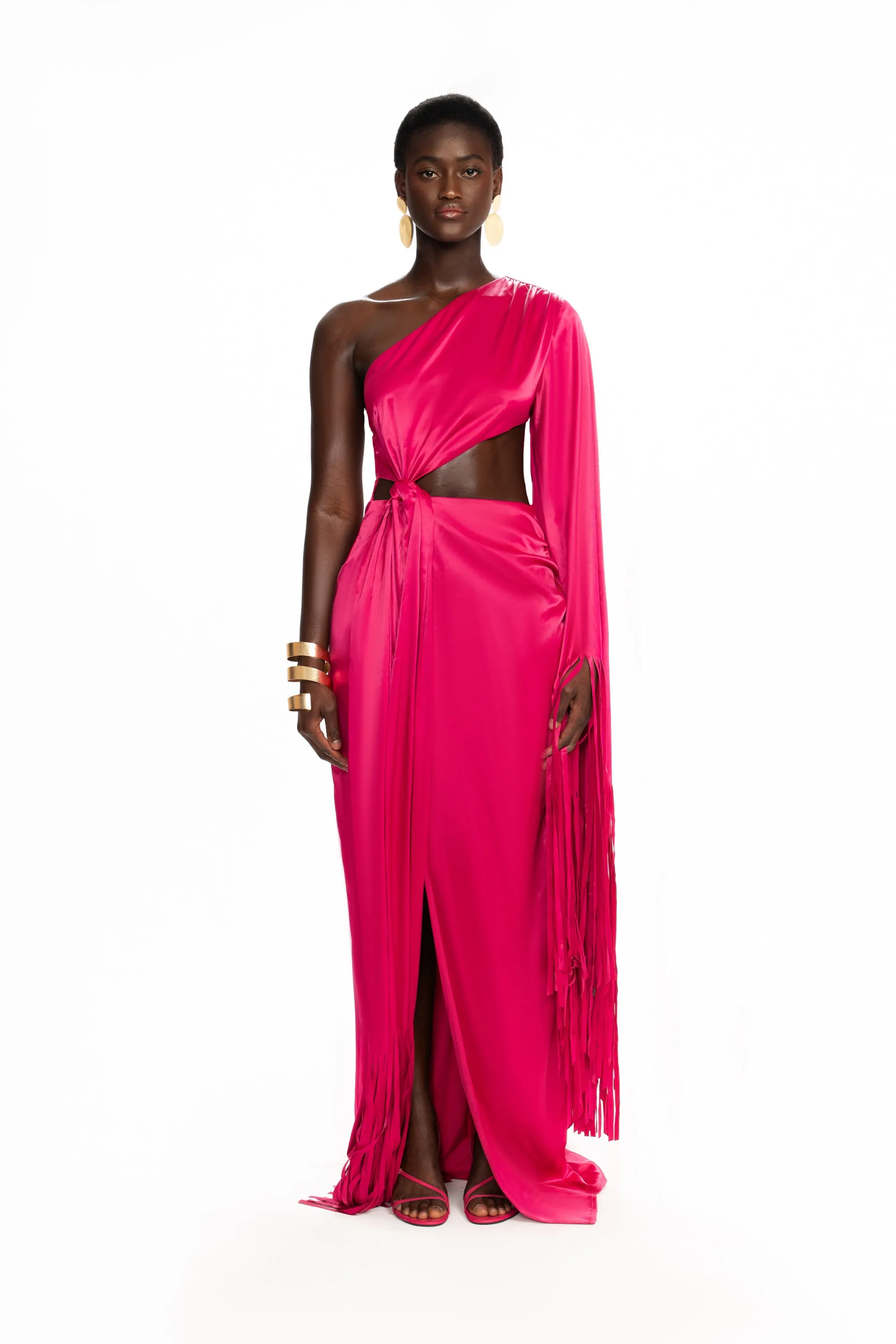 Satin Tassel Gown - Dragonfruit