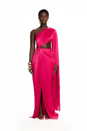 Satin Tassel Gown - Dragonfruit
