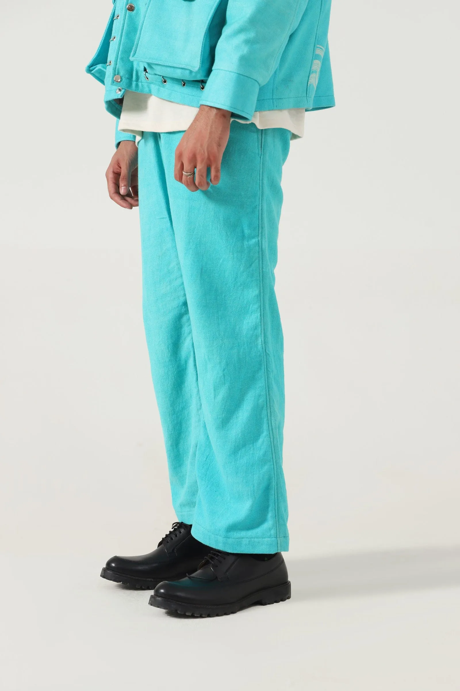 SKY BLUE HANDWOVEN PANTS