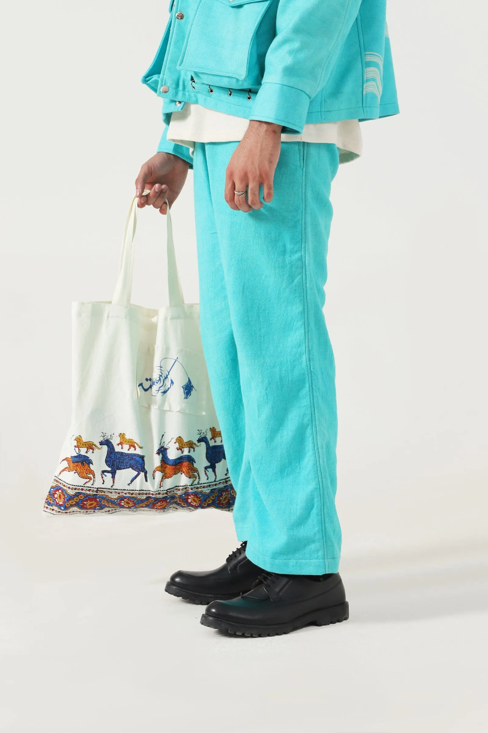 SKY BLUE HANDWOVEN PANTS