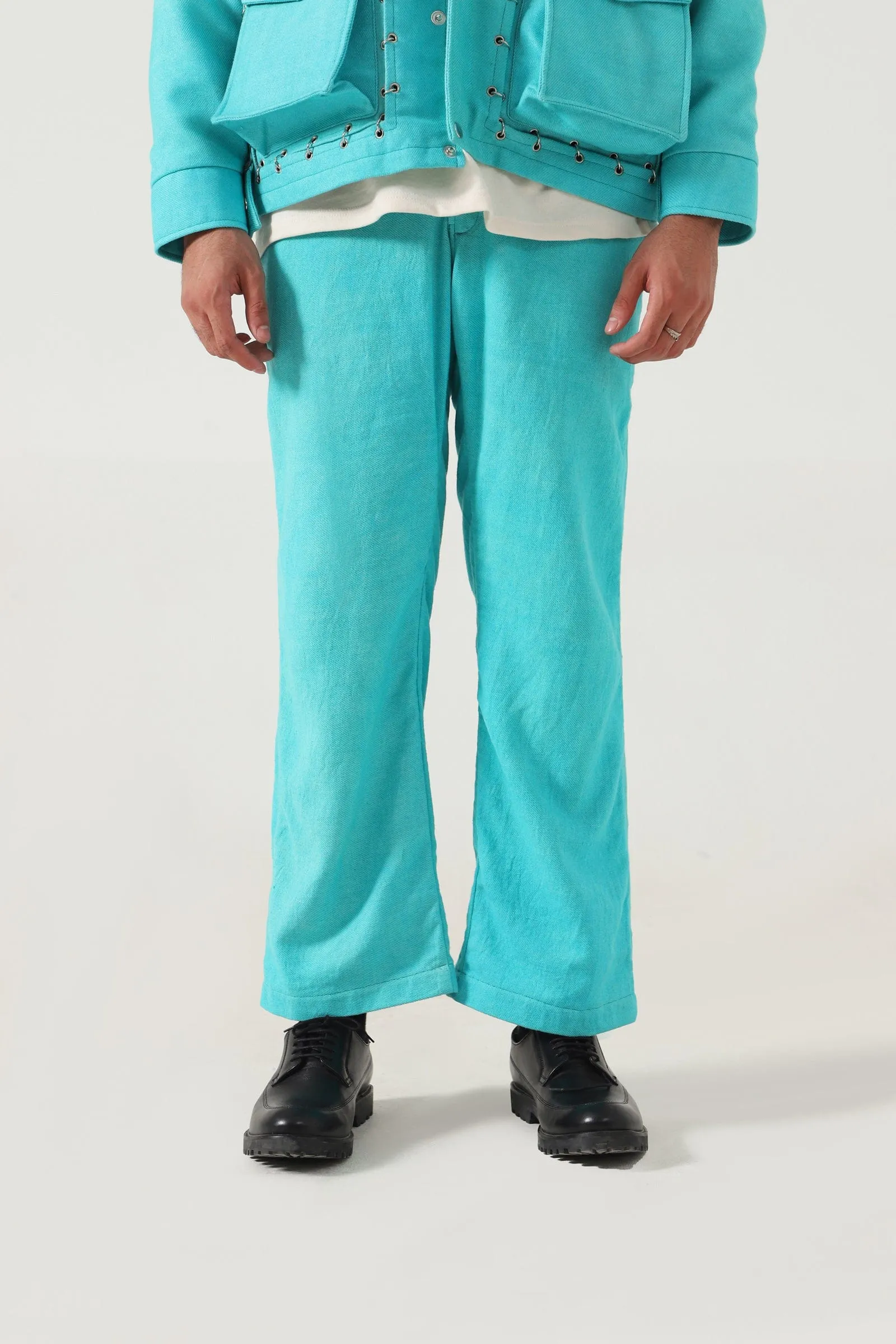 SKY BLUE HANDWOVEN PANTS