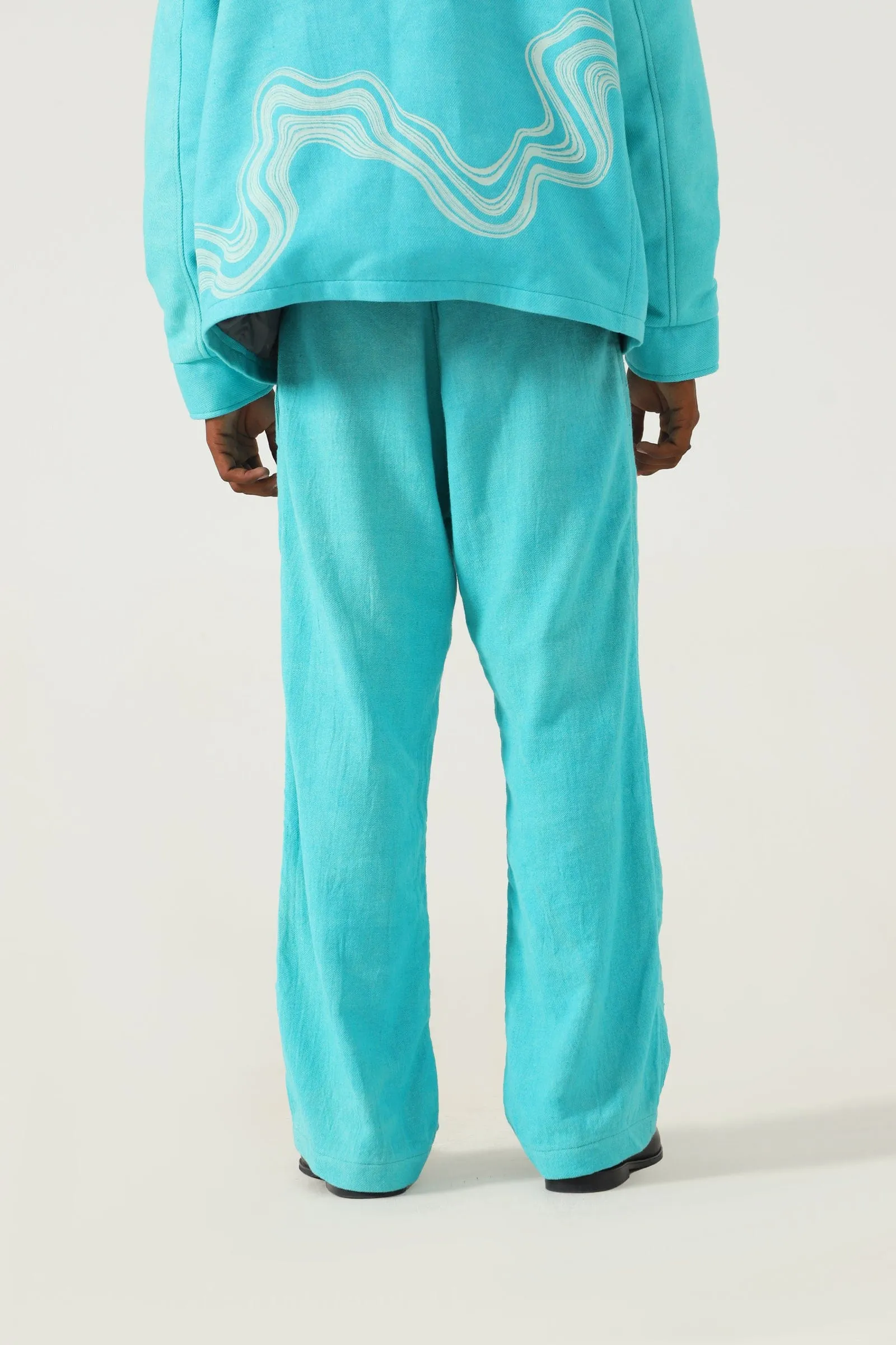 SKY BLUE HANDWOVEN PANTS