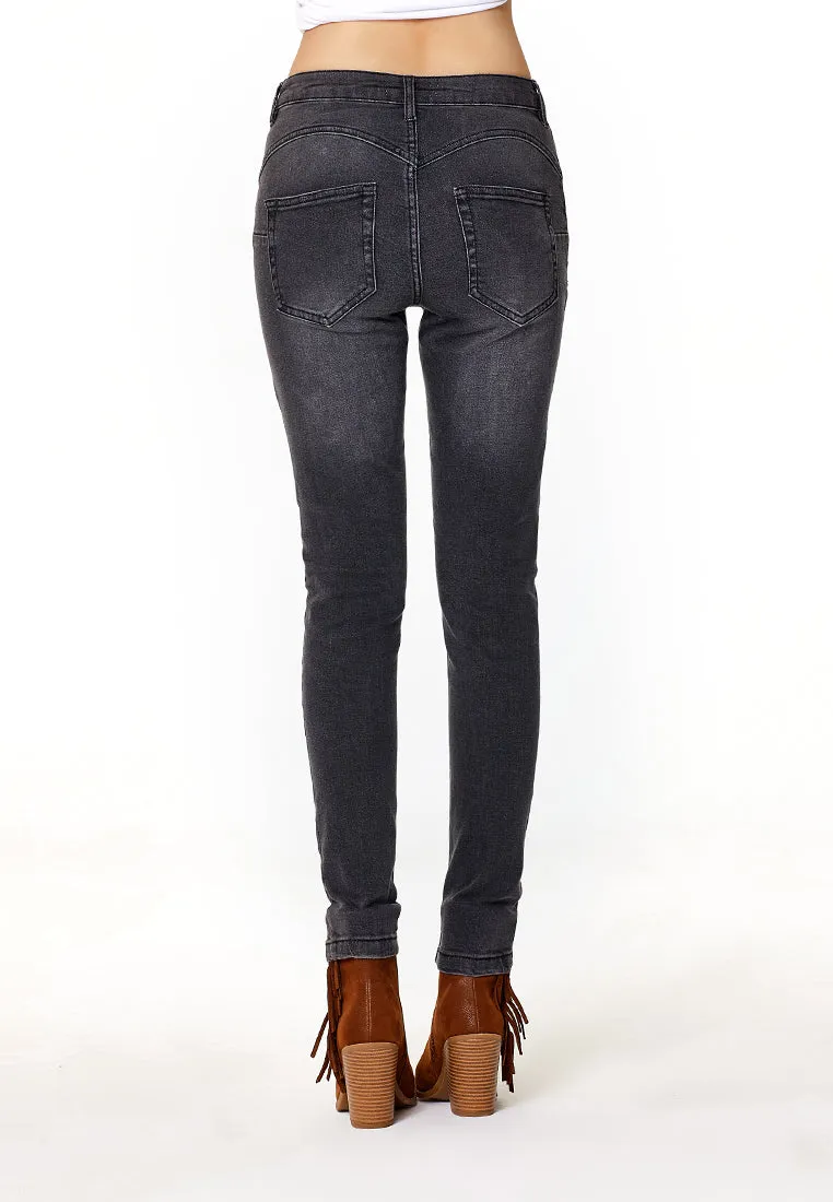 slim fit distressed jeans