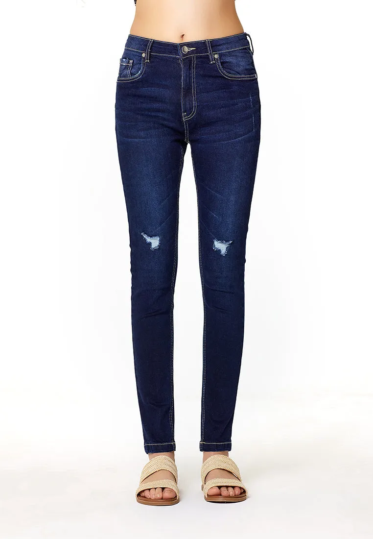 slim fit distressed jeans