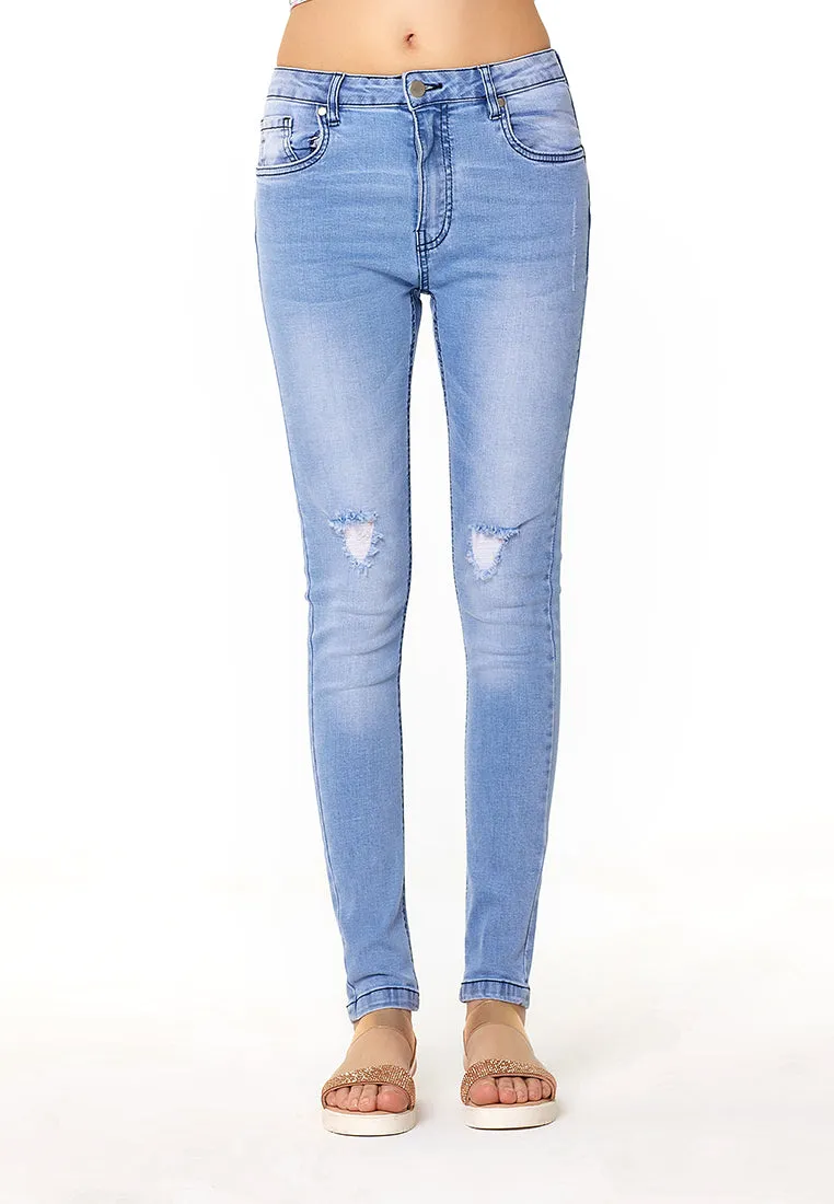 slim fit distressed jeans