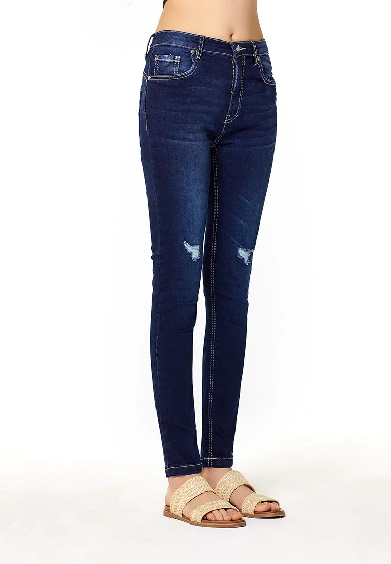 slim fit distressed jeans