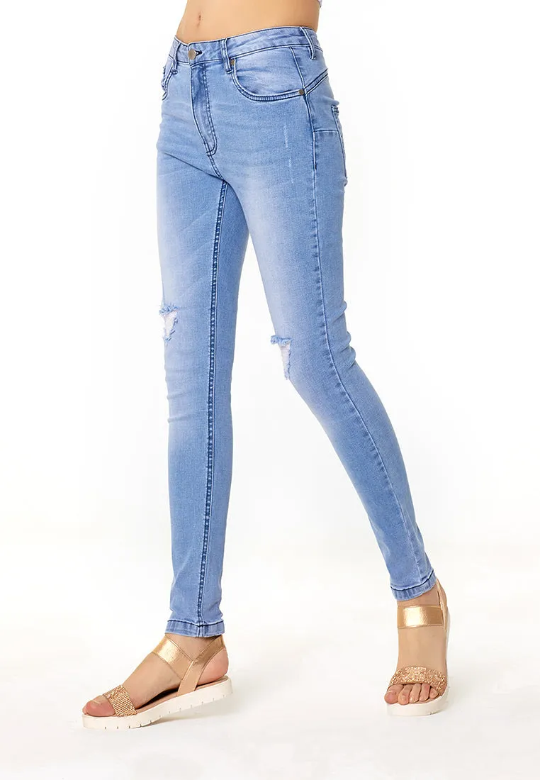 slim fit distressed jeans