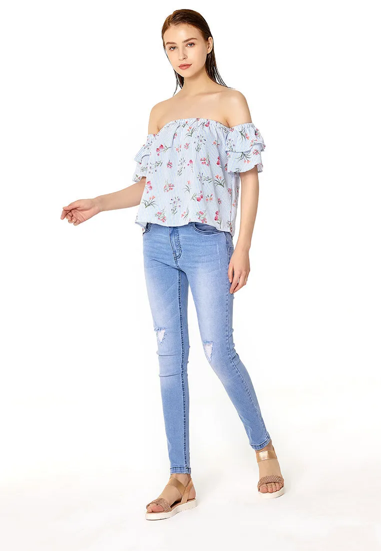 slim fit distressed jeans