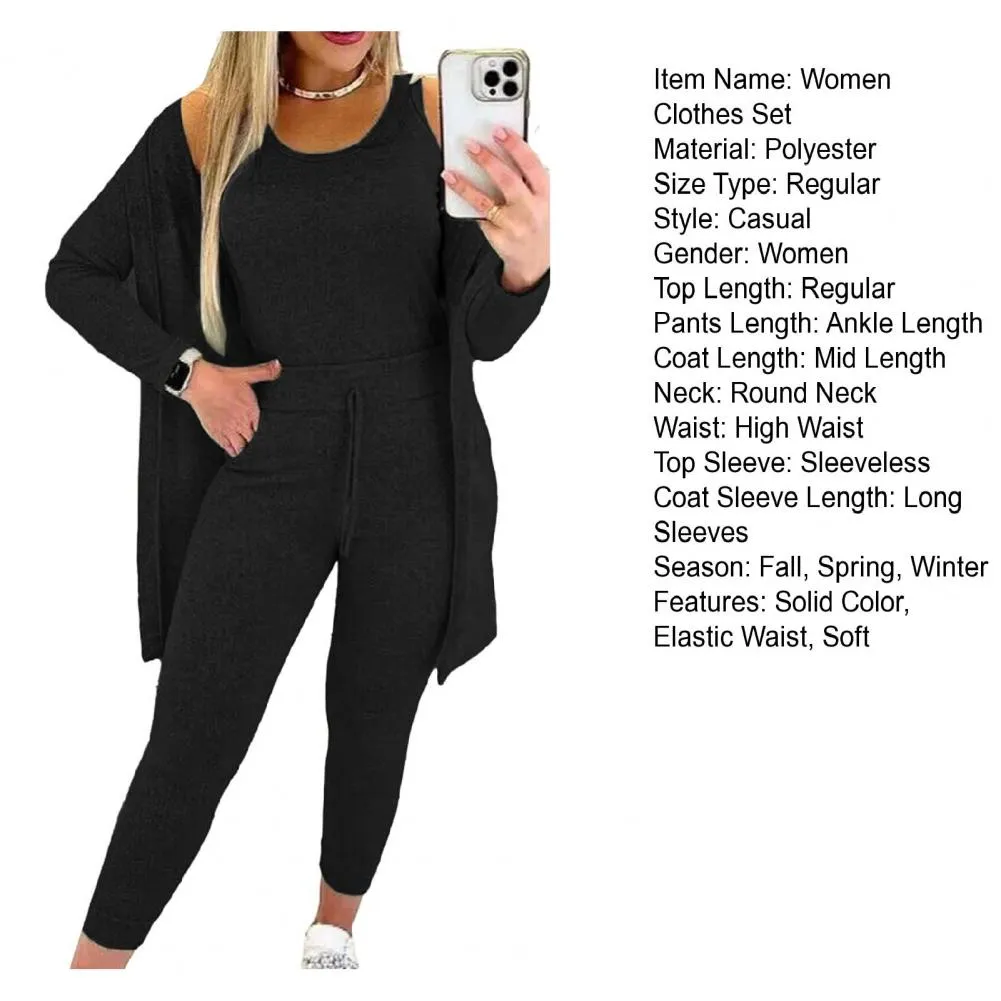 Slim-fit Vest Trousers Set Women Winter Tracksuit Versatile 3-piece Women's Tracksuit Stylish Vest Slim Pants for Fall/winter