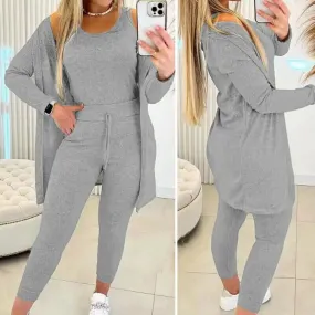 Slim-fit Vest Trousers Set Women Winter Tracksuit Versatile 3-piece Women's Tracksuit Stylish Vest Slim Pants for Fall/winter
