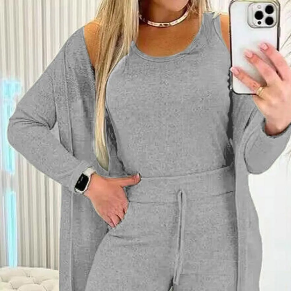 Slim-fit Vest Trousers Set Women Winter Tracksuit Versatile 3-piece Women's Tracksuit Stylish Vest Slim Pants for Fall/winter